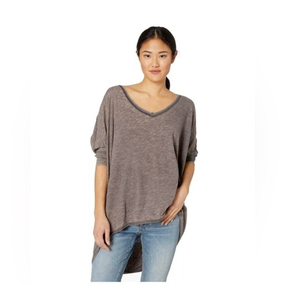 We The Free People Women's Mineral Wash Brown Catch Waves Top EUC M #2000